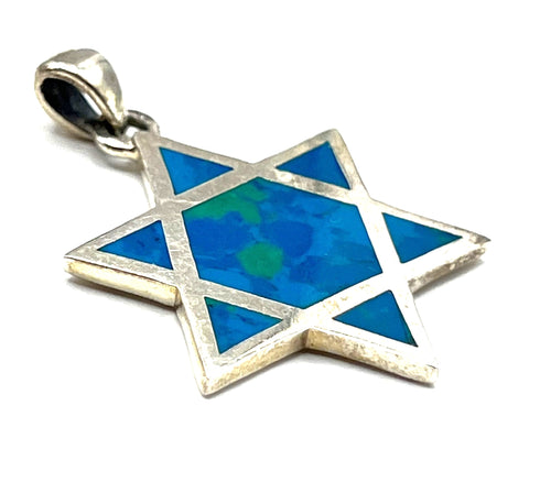 925 Sterling Silver with Stone of Israel Star of David Pendant